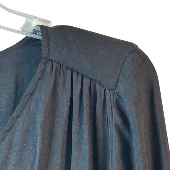 Anthropologie Madison d’ Amélie satin Black V-Neck Blouse - Picture 5 of 6